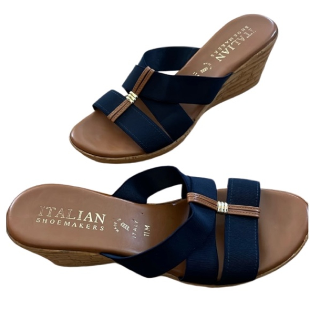 ITALIAN SHOEMAKERS KALANI CRISS CROSSED ELASTIC STRAPS NAVY WOMENS SANDALS SZ 11
